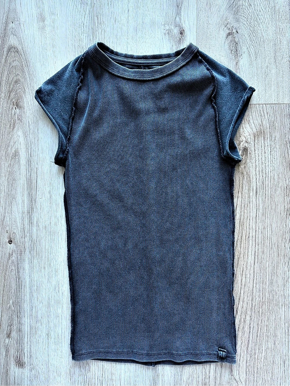 Free People Ribbed Short Sleeve in Dark Grey